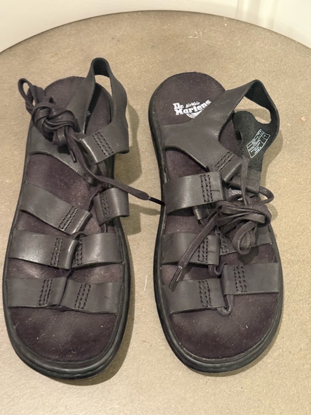 Dr. Martens Black Leather Fisherman Sandals with Lace-Up Closure